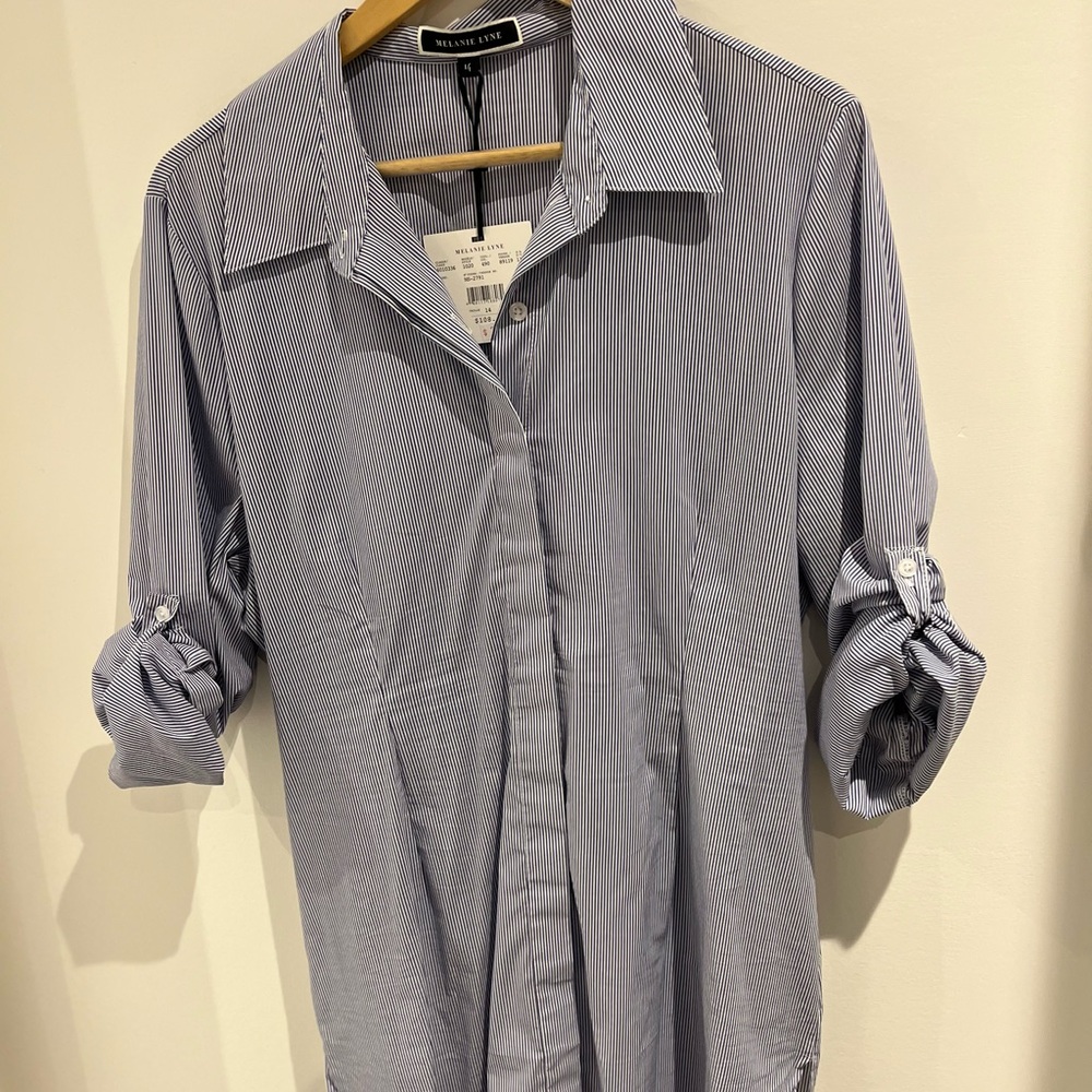NWT Melanie Lynn Brand stripped dress shirt.